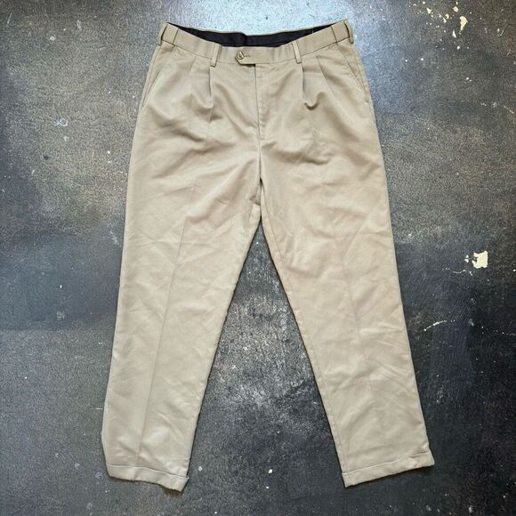 Savane Men’s Pleated Front Pants Size 38x33 100% Polyester Pants Business Casual - Picture 1 of 11